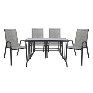 ΣΕΤ ΤΡΑΠΕΖΑΡΙΑΣ 5ΤΜΧ FB95193.01 ΜΕΤΑΛΛΙΚΗ ΜΕ 4 ΚΑΡΕΚΛΕΣ & ΤΡΑΠΕΖΙ 110x60 ΓΚΡΙ