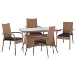 ΣΕΤ ΤΡΑΠΕΖΑΡΙΑΣ 5ΤΜΧ ΤΡΑΠ. 120Χ70 & ΠΟΛΥΘΡΟΝΕΣ WICKER RATTAN ΜΠΕΖ ΚΑΦΕ FB911711.32