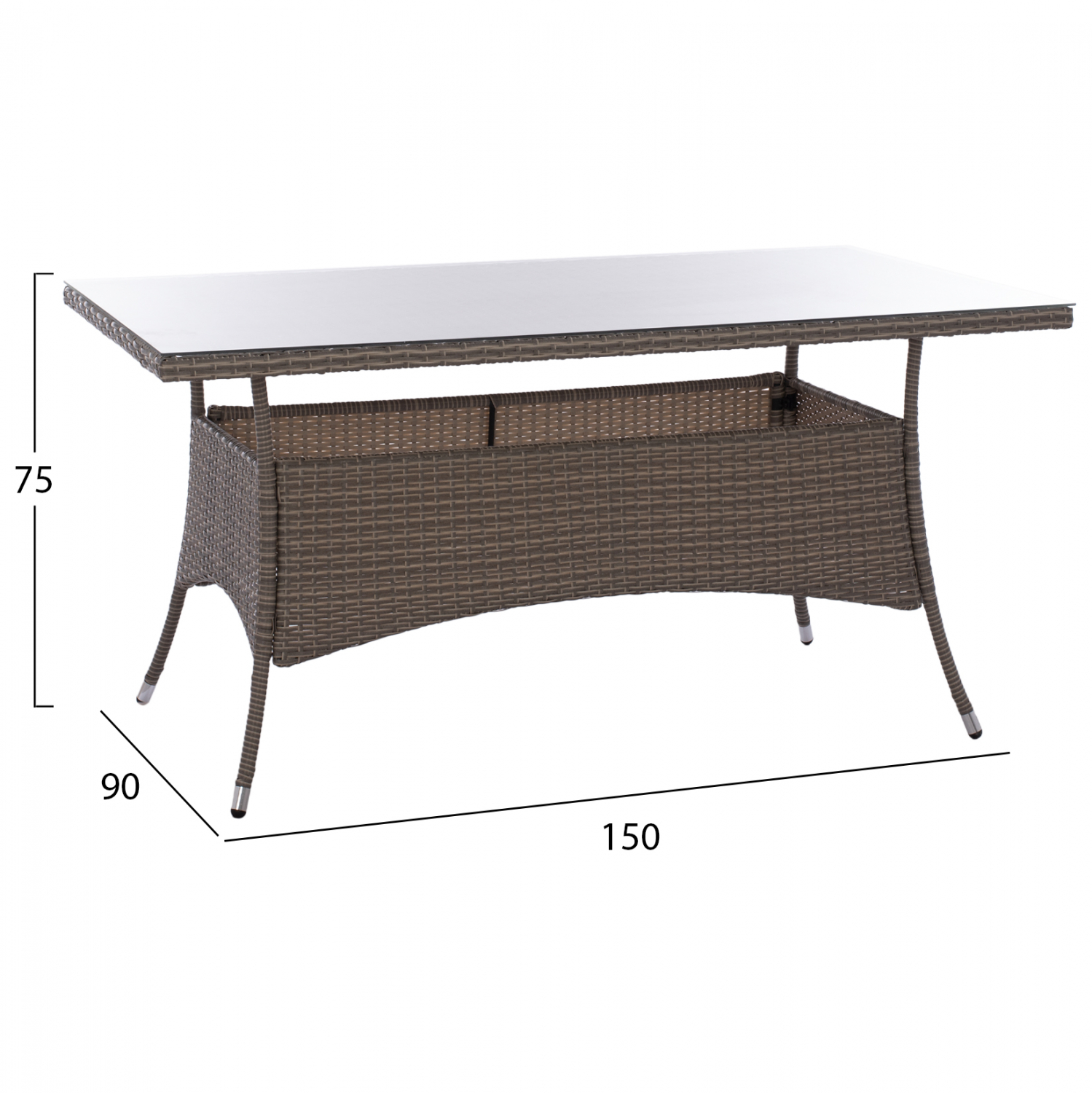 ΣΕΤ ΤΡΑΠΕΖΑΡΙΑΣ 5ΤΜΧ ΤΡΑΠ. 150Χ90 & ΠΟΛΥΘΡΟΝΕΣ WICKER RATTAN ΓΚΡΙ FB911713.01 - Image 2