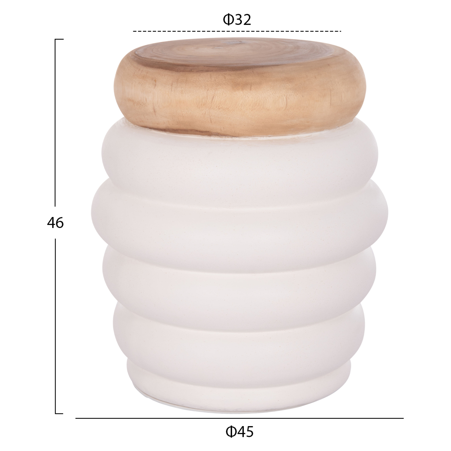 ΣΚΑΜΠΟ FB918172.02 FIBER CEMENT ΛΕΥΚΟ- ΞΥΛΟ TEAK TOP Φ45x46Υεκ. - Image 2