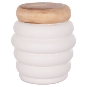 ΣΚΑΜΠΟ FB918172.02 FIBER CEMENT ΛΕΥΚΟ- ΞΥΛΟ TEAK TOP Φ45x46Υεκ.