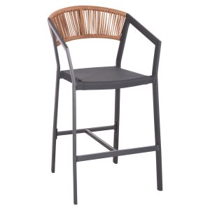 ΣΚΑΜΠΟ ΑΛΟΥΜΙΝΙΟΥ ΑΝΘΡΑΚΙ FB95892.11 ΜΕΣΑΙΟΥ ΥΨΟΥΣ ΜΕ ΜΠΡΑΤΣΑ RATTAN & TEXTLINE 55x56