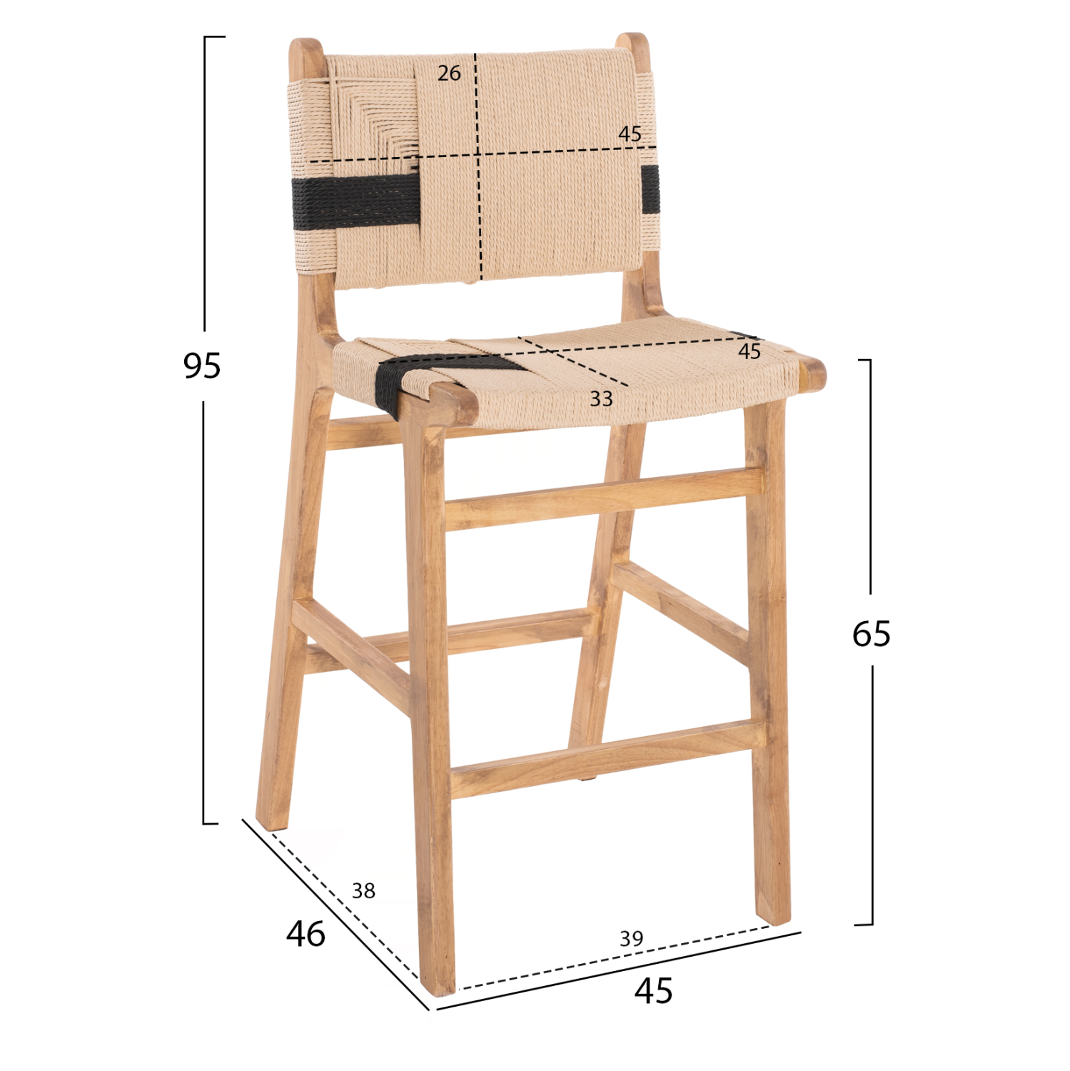 ΣΚΑΜΠΟ ΜΕΣΑΙΟΥ ΥΨΟΥΣ FB99325.01 RUBBERWOOD & ΣΧΟΙΝΙ-ΦΥΣΙΚΟ RUSTIC 45x46x95Υεκ. - Image 2