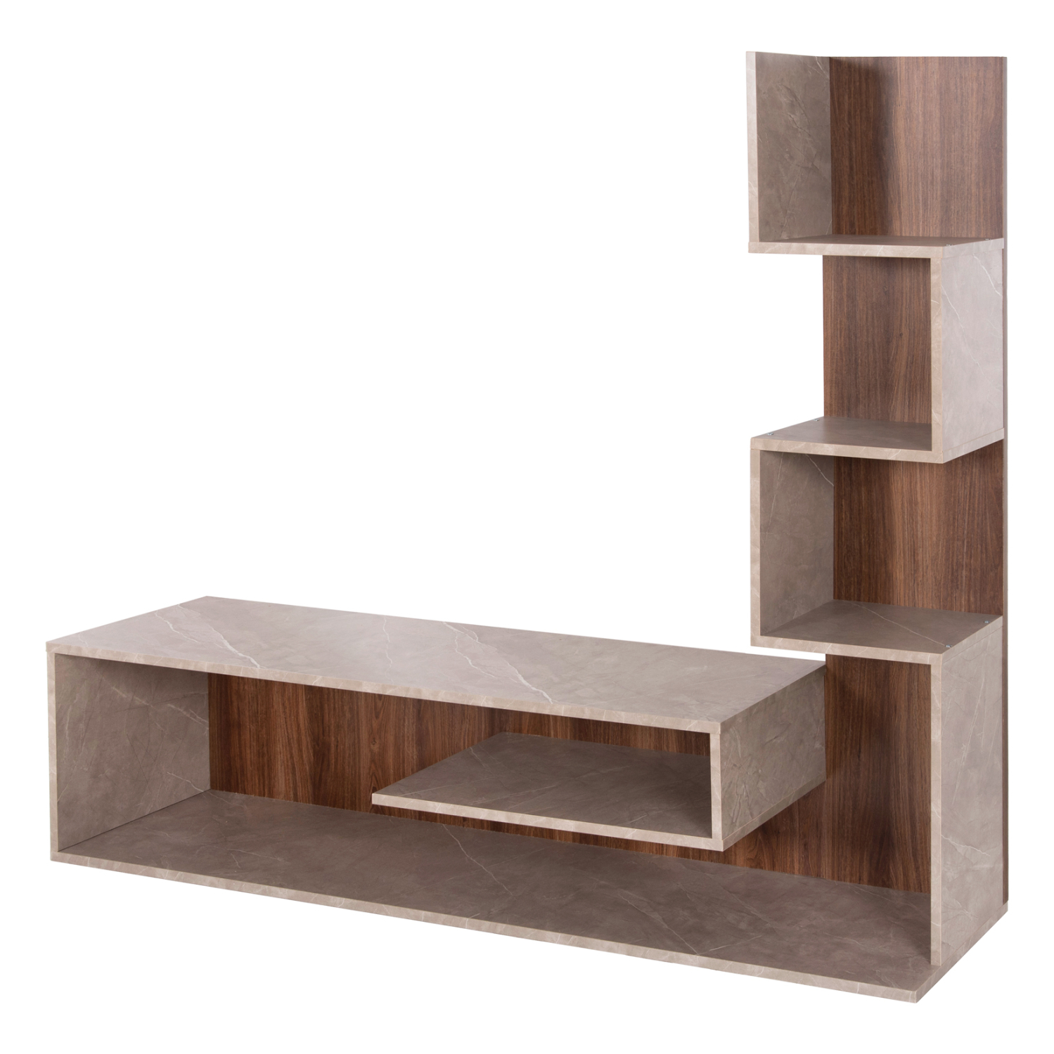 ΣΥΝΘΕΤΟ ΤΗΛΕΟΡΑΣΗΣ FB98908.14 ΜΕΛΑΜΙΝΗ ΓΚΡΙ STONE TEXTURE-ΦΥΣΙΚΟ 150x29,5x120Υεκ. - Image 4