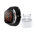 Σετ Smartwatch με ασύρματα ακουστικά Bluetooth & 7 λουράκια - T1000 UItra Max - 814123 - Black