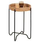 ΤΡΑΠΕΖΑΚΙ ΒΟΗΘΗΤΙΚΟ FB97905 RATTAN ΦΥΣΙΚΟ ΧΡΩΜΑ-ΜΕΤΑΛΛΙΚΗ ΒΑΣΗ ΜΑΥΡΗ Φ32x48Yεκ.