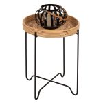 ΤΡΑΠΕΖΑΚΙ ΒΟΗΘΗΤΙΚΟ FB97906 RATTAN ΦΥΣΙΚΟ ΧΡΩΜΑ-ΜΕΤΑΛΛΙΚΗ ΒΑΣΗ ΜΑΥΡΗ Φ40x53Yεκ.