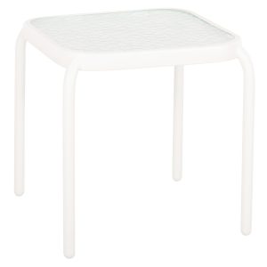 ΤΡΑΠΕΖΑΚΙ ΕΞ.ΧΩΡΟΥ ΤΕΤΡΑΓΩΝΟ FB95975.02 ΛΕΥΚΟ ΜΕΤΑΛΛΟ-ΓΥΑΛΙ 40x40x40Υεκ