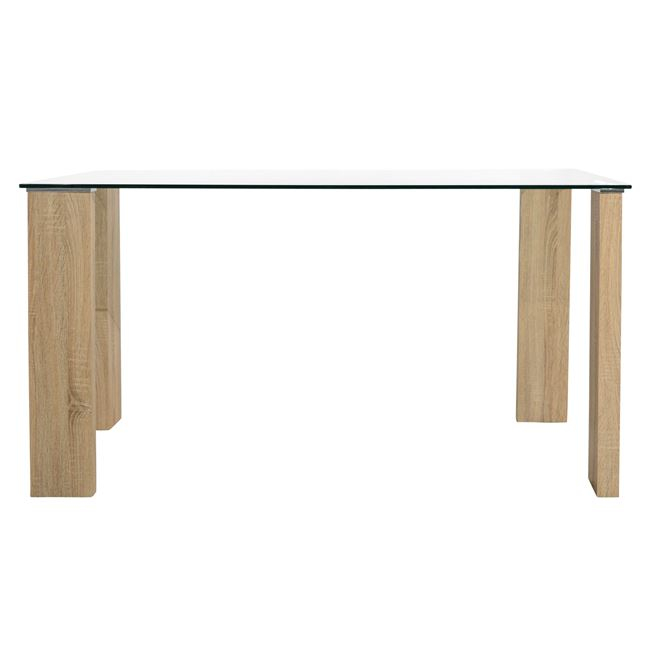 ΤΡΑΠΕΖΙ 140Χ80Χ75ΕΚ FB90083.01 ΓΥΑΛΙΝΟ ΜΕ ΞΥΛΙΝΑ ΠΟΔΙΑ - Image 3