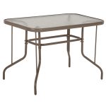 ΤΡΑΠΕΖΙ FB95020.04 ΜΕΤΑΛΛΙΚΟ ΣΑΜΠΑΝΙ ΜΕ ΓΥΑΛΙΝΗ ΕΠΙΦΑΝΕΙΑ 110Χ60Χ71Υεκ.