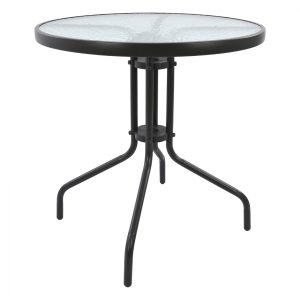 ΤΡΑΠΕΖΙ LIMA Φ70Χ70Υεκ.ΜΕΤΑΛΛΙΚΟ ΓΚΡΙ ΜΕ ΓΥΑΛΙΝΗ ΕΠΙΦΑΝΕΙΑ FB5146.01