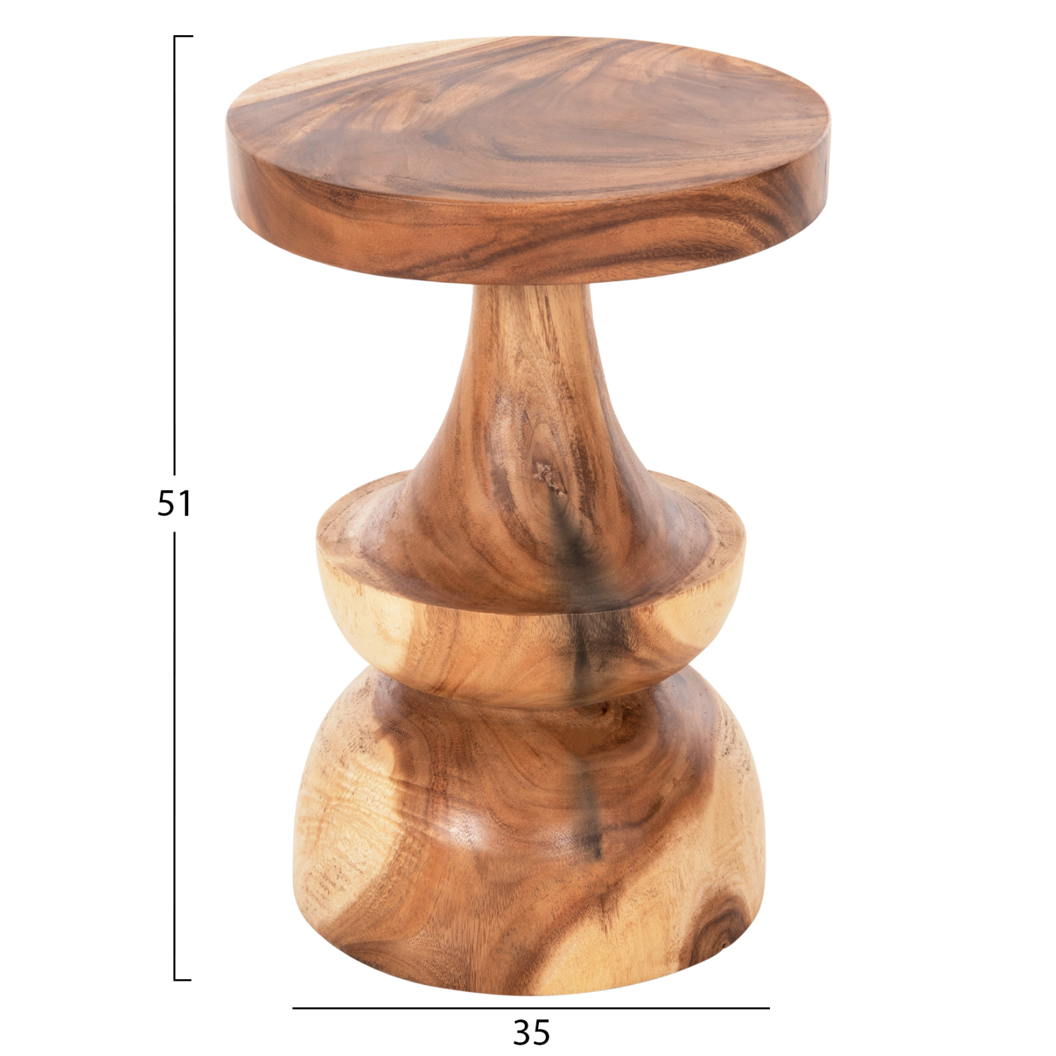 ΤΡΑΠΕΖΙ ΒΟΗΘΗΤΙΚΟ FB99902 ΜΑΣΙΦ ΞΥΛΟ SUAR ΣΕ ΦΥΣΙΚΟ Φ35x51Υεκ. - Image 2