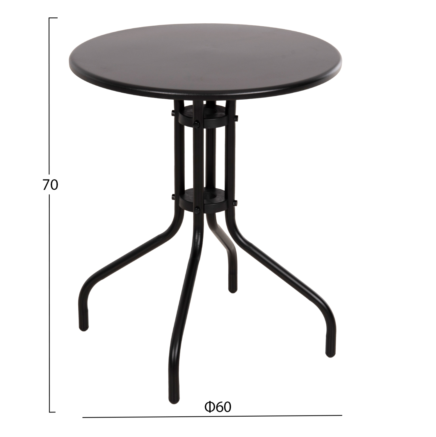 ΤΡΑΠΕΖΙ ΕΞ.ΧΩΡΟΥ ΣΤΡΟΓΓΥΛΟ FB95973.03 ΜΕΤΑΛΛΙΚΟ ΜΑΥΡΟ Φ60x70Υεκ. - Image 2