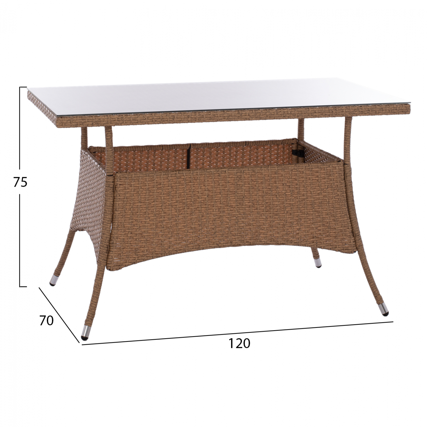 ΤΡΑΠΕΖΙ ΜΕΤΑΛΛΙΚΟ RATTAN ΜΠΕΖ ΚΑΦΕ FB95141.32 120x70x75Υ εκ. - Image 2