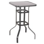 ΤΡΑΠΕΖΙ ΜΠΑΡ ΤΕΤΡΑΓΩΝΟ FB96066.01 ΜΕΤΑΛΛΙΚΟ ΓΚΡΙ-ΓΥΑΛΙ ΑΣΦΑΛΕΙΑΣ 60x60x100Υεκ