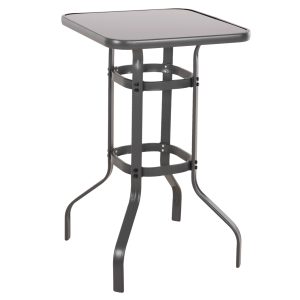 ΤΡΑΠΕΖΙ ΜΠΑΡ ΤΕΤΡΑΓΩΝΟ FB96066.01 ΜΕΤΑΛΛΙΚΟ ΓΚΡΙ-ΓΥΑΛΙ ΑΣΦΑΛΕΙΑΣ 60x60x100Υεκ