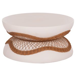 ΤΡΑΠΕΖΙ ΣΑΛΟΝΙΟΥ FB918157.02 FIBER CEMENT ΛΕΥΚΟ-ΦΥΣΙΚΟ RATTAN--Φ92x44.5Υεκ