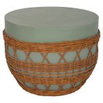 ΤΡΑΠΕΖΙ ΣΑΛΟΝΙΟΥ FB918165 FIBER CEMENT ΠΡΑΣΙΝΟ-RATTAN ΦΥΣΙΚΟ Φ56x47Υεκ.