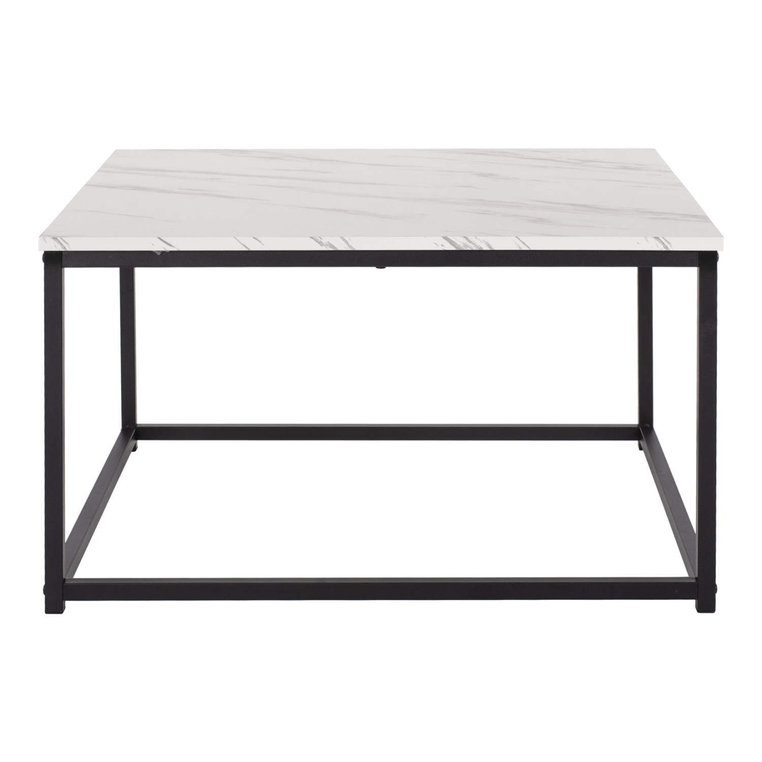 ΤΡΑΠΕΖΙ ΣΑΛΟΝΙΟΥ FB98942.12 ΜΕΛΑΜΙΝΗ ΛΕΥΚΟ ΜΑΡΜΑΡΟ-ΜΑΥΡΗ ΒΑΣΗ 75x75x43Υεκ. - Image 3