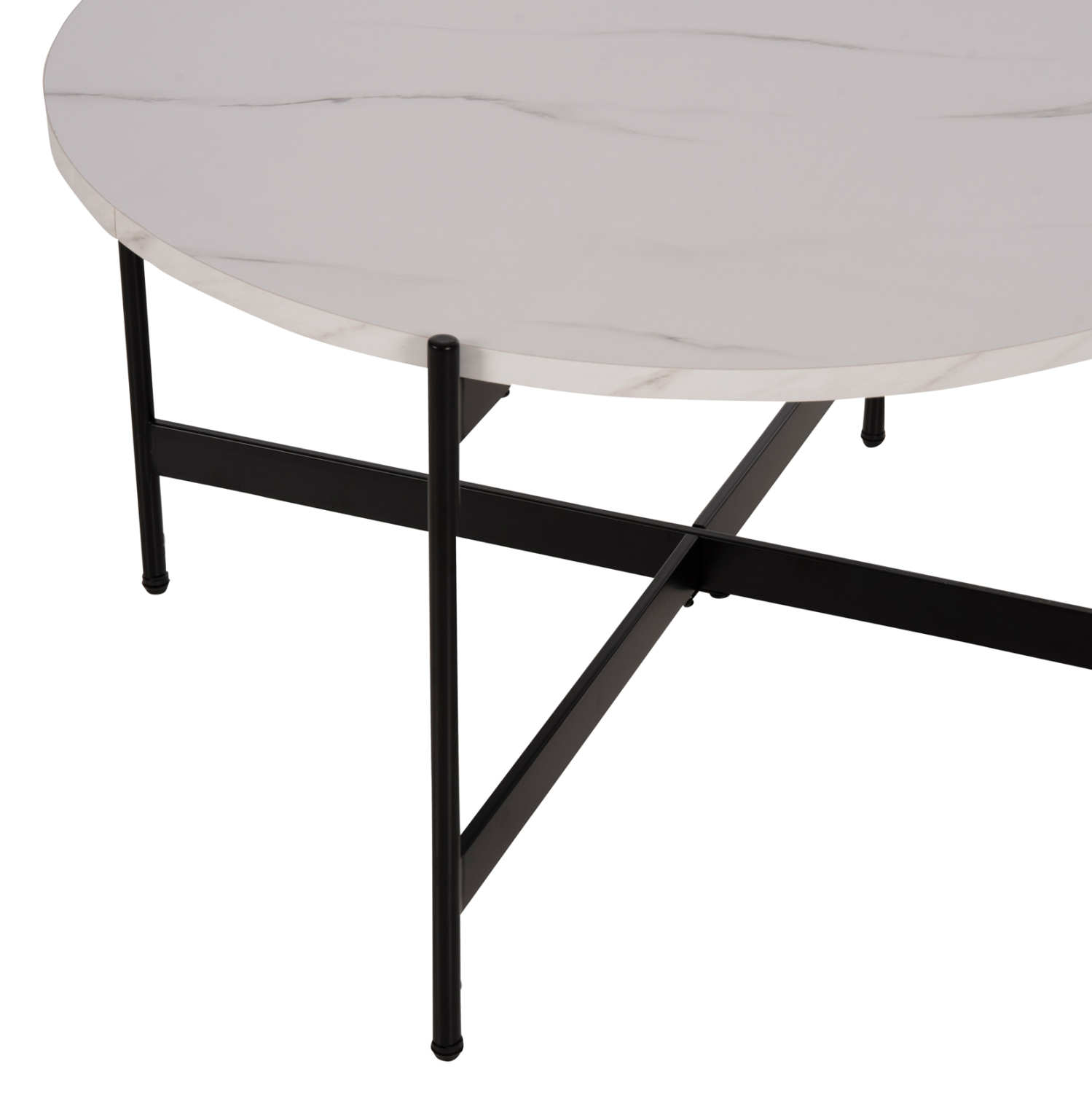 ΤΡΑΠΕΖΙ ΣΑΛΟΝΙΟΥ FB99588.05 MDF ΛΕΥΚΟ ΜΑΡΜΑΡΟ-ΜΑΥΡΗ ΜΕΤΑΛΛΙΚΗ ΒΑΣΗ Φ80x45Υεκ. - Image 4