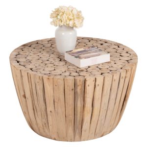 ΤΡΑΠΕΖΙ ΣΑΛΟΝΙΟΥ FB99804 ΞΥΛΟ ΤΕΑΚ ΣΕ ΦΥΣΙΚΟ Φ80x46Yεκ.