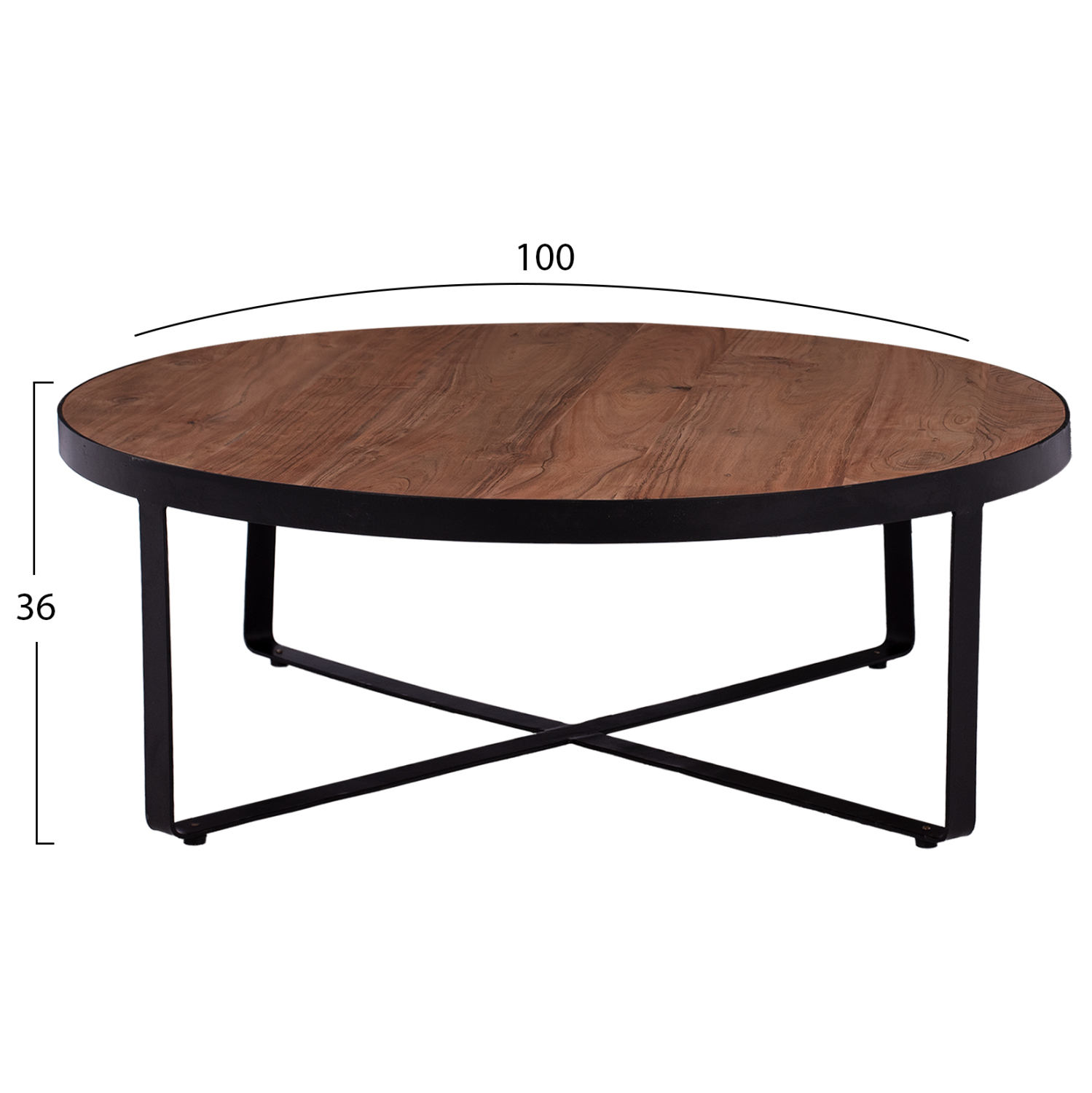 ΤΡΑΠΕΖΙ ΣΑΛΟΝΙΟΥ ΑΠΟ ΜΑΣΙΦ ΞΥΛΟ ΑΚΑΚΙΑΣ FB98461.11 Φ100x36Υ εκ. - Image 2