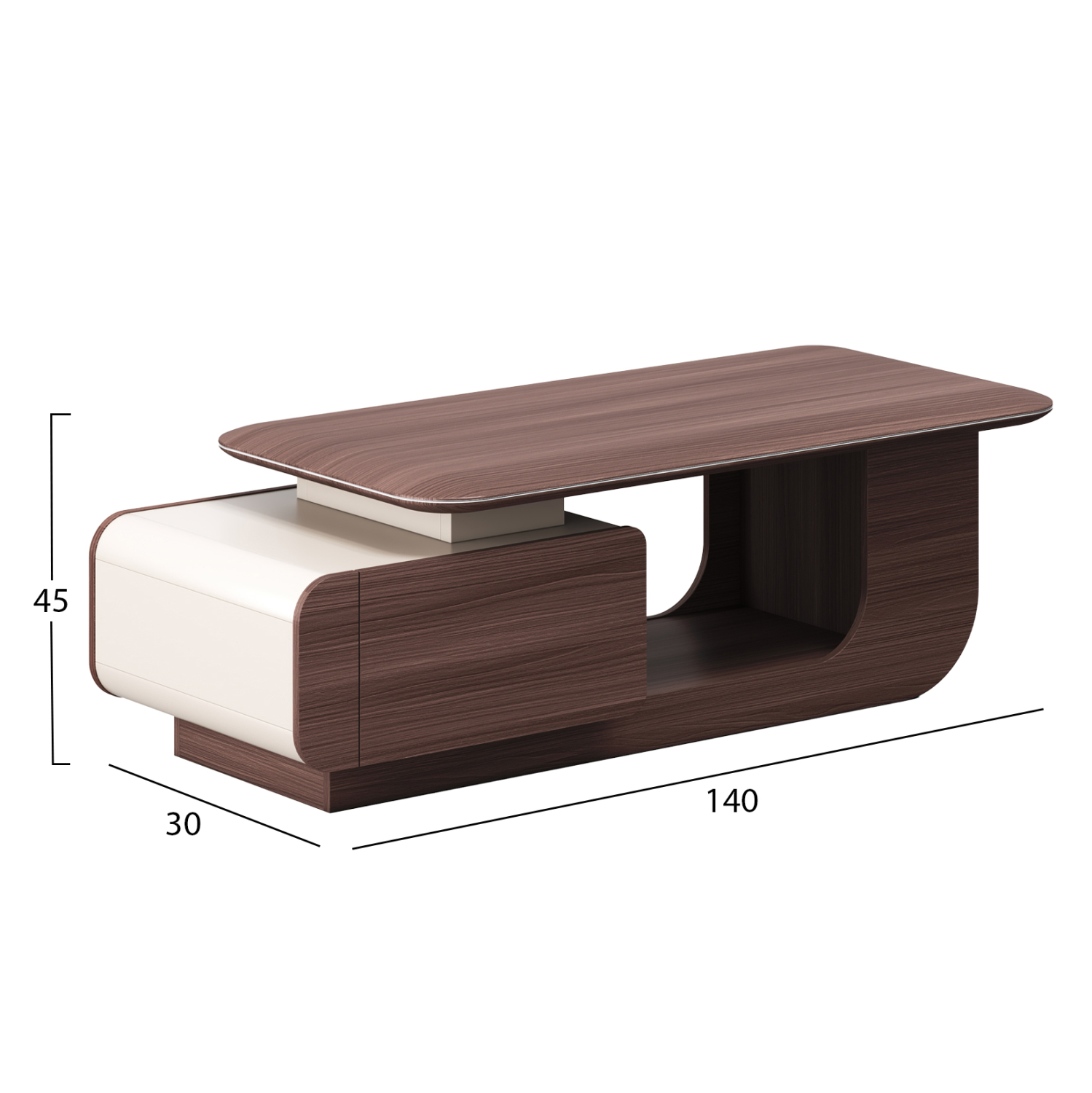 ΤΡΑΠΕΖΙ ΣΑΛΟΝΙΟΥ ΓΡΑΦΕΙΟΥ FB92150 ΜΕΛΑΜΙΝΗ ΚΑΡΥΔΙ-ΜΠΕΖ 140x60x45Υεκ - Image 2