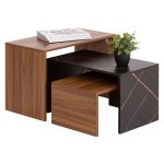 ΤΡΑΠΕΖΙ ΣΑΛΟΝΙΟΥ ΣΕΤ 3ΤΜΧ FB99444.12 ΜΕΛΑΜΙΝΗ ΚΑΡΥΔΙ-ΜΑΥΡΟ ΜΑΡΜΑΡΟ 65x35x45Υεκ