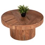 ΤΡΑΠΕΖΙ ΣΑΛΟΝΙΟΥ ΣΤΡΟΓΓΥΛΟ FB99694 ΜΑΣΙΦ ΞΥΛΟ ΑΚΑΚΙΑΣ ΣΕ ΦΥΣΙΚΟ Φ80x38Yεκ.