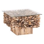 ΤΡΑΠΕΖΙ ΣΑΛΟΝΙΟΥ ΤΕΤΡΑΓΩΝΟ FB99961 DRIFTWOOD--ΓΥΑΛΙ 75x75x51Υεκ.