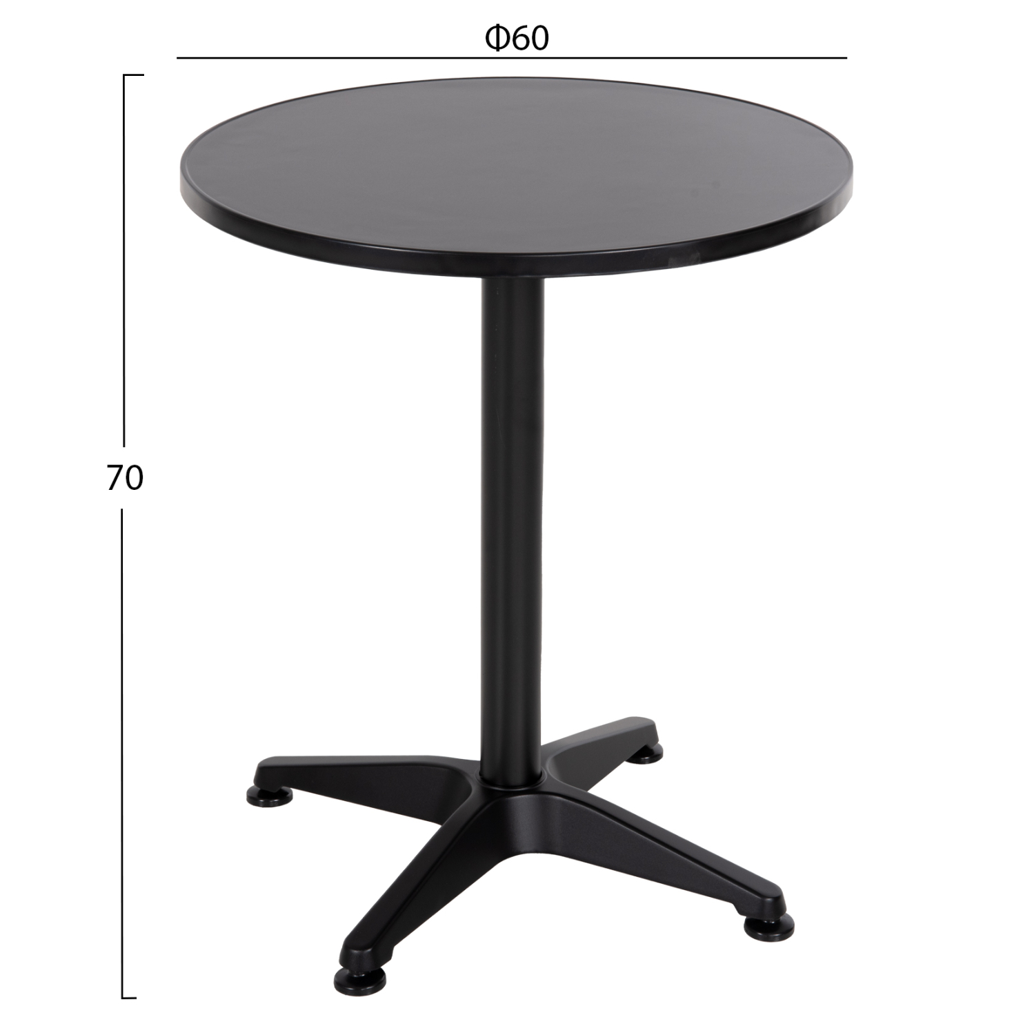 ΤΡΑΠΕΖΙ ΣΤΡΟΓΓΥΛΟ FB95974.01 ΑΛΟΥΜΙΝΙΟ ΜΑΥΡΟ Φ60x70Υεκ. - Image 2