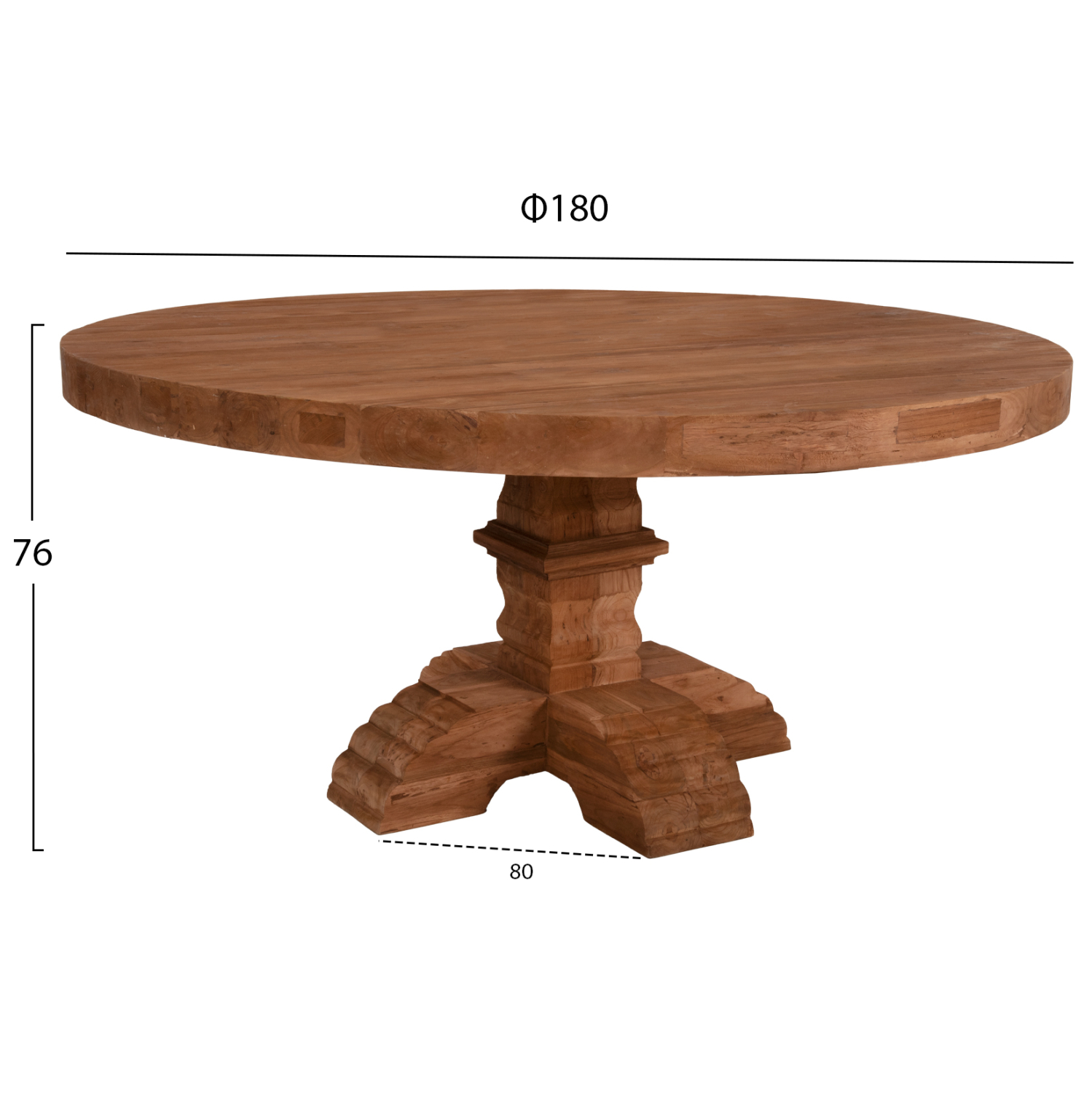 ΤΡΑΠΕΖΙ ΣΤΡΟΓΓΥΛΟ FB99642 ΑΝΑΚΥΚΛ. ΤΕΑΚ ΞΥΛΟ-8εκ ΕΠΙΦΑΝΕΙΑ Φ180x76Υεκ. - Image 2