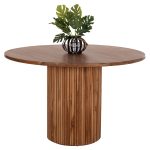 ΤΡΑΠΕΖΙ ΤΡΑΠΕΖΑΡΙΑΣ ΣΤΡΟΓΓΥΛΟ FB99896 ΞΥΛΟ ΤΕΑΚ- 3εκ. πάχος επιφ.- Φ130x79