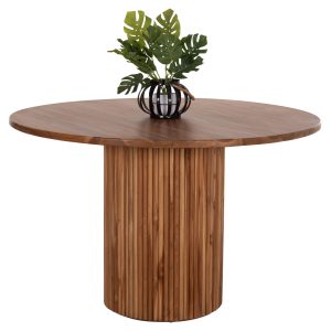 ΤΡΑΠΕΖΙ ΤΡΑΠΕΖΑΡΙΑΣ ΣΤΡΟΓΓΥΛΟ FB99896 ΞΥΛΟ ΤΕΑΚ- 3εκ. πάχος επιφ.- Φ130x79