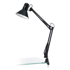 Φωτιστικό Γραφείου με Σπαστό Βραχίονα και Κλιπ σε Μαύρο Χρώμα