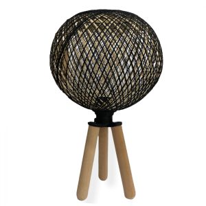 ΦΩΤΙΣΤΙΚΟ ΕΠΙΤΡΑΠΕΖΙΟ ΑΠΟ ΞΥΛΟ ΚΑΙ ΣΧΟΙΝΙ ΜΑΥΡΟ FB97378.01 Φ24x42Υ εκ.