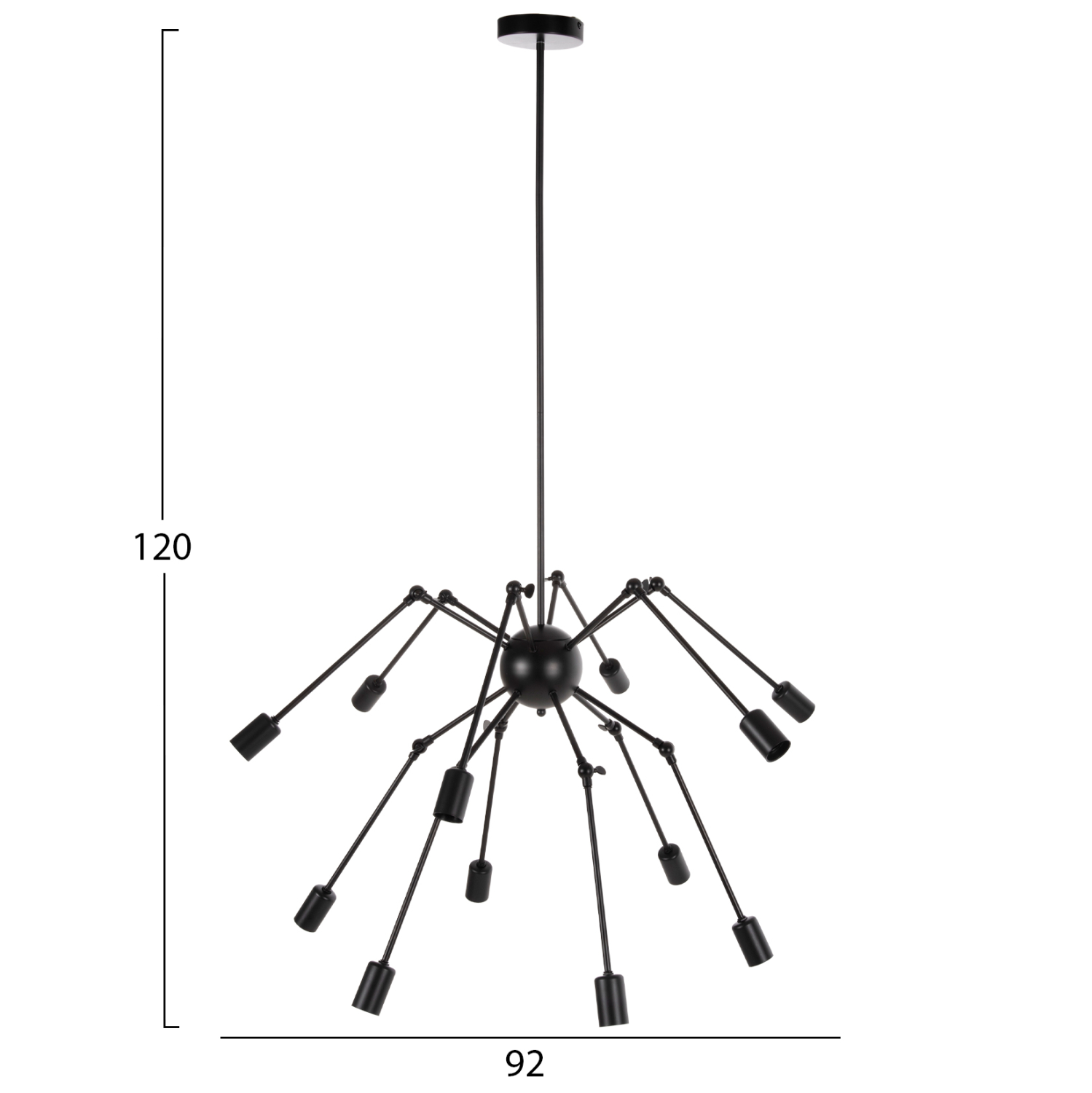 ΦΩΤΙΣΤΙΚΟ ΟΡΟΦΗΣ 12-ΦΩΤΟ FB94167 ΜΑΥΡΟΙ ΜΕΤΑΛΛΙΚΟΙ ΑΡΘΡΩΤΟΙ ΒΡΑΧΙΟΝΕΣ Φ92x120Υεκ - Image 3