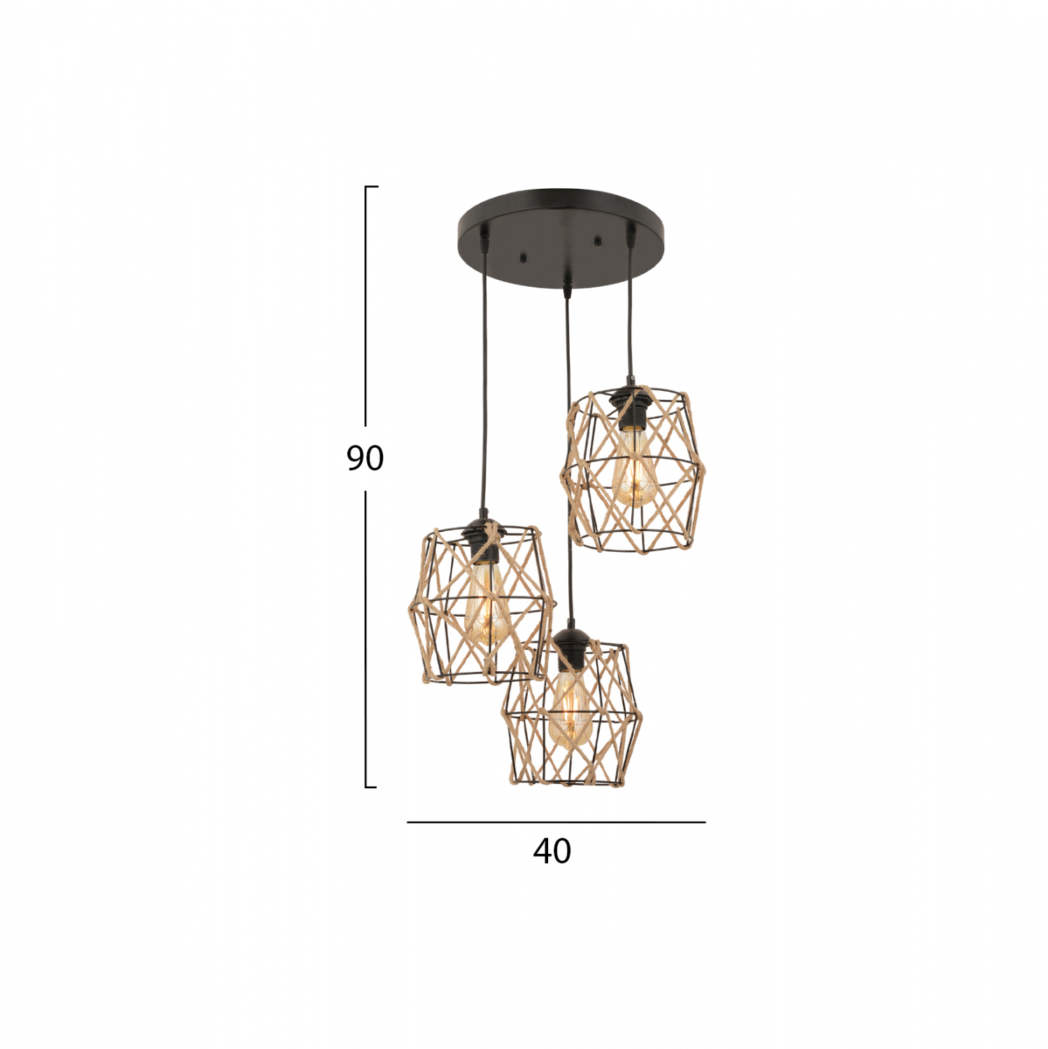 ΦΩΤΙΣΤΙΚΟ ΟΡΟΦΗΣ 3ΦΩΤΟ ΜΕΤΑΛΛΙΚΟ ΜΑΥΡΟ FB97430.01 40x90 εκ. - Image 2