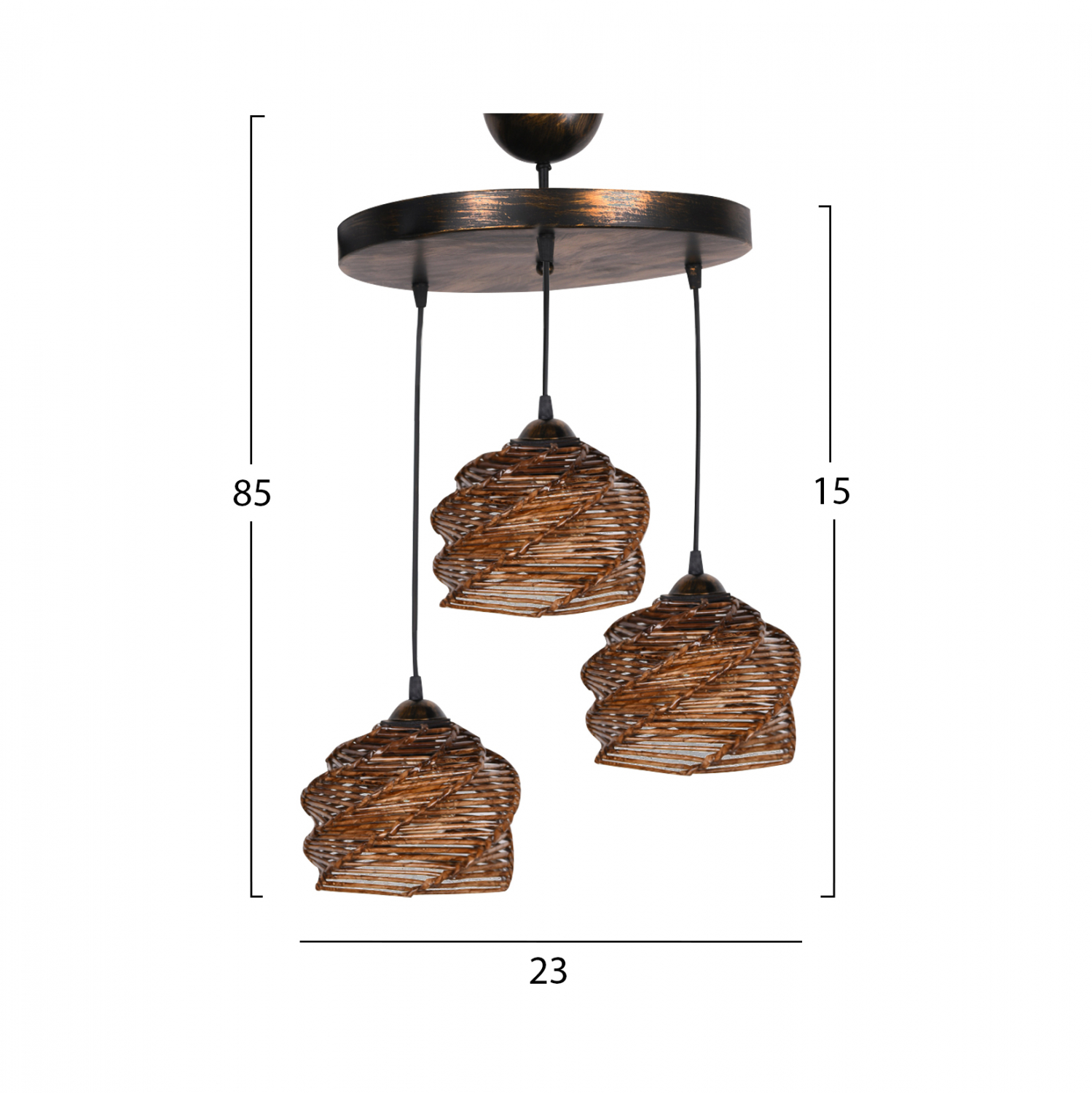 ΦΩΤΙΣΤΙΚΟ ΟΡΟΦΗΣ ΕΣΩΤΕΡΙΚΟΥ ΧΩΡΟΥ ΚΡΕΜΑΣΤΟ 3ΦΩΤΟ ΞΥΛΟ BAMBOO ΚΑΡΥΔΙ FB97479 23x15εκ. - Image 2