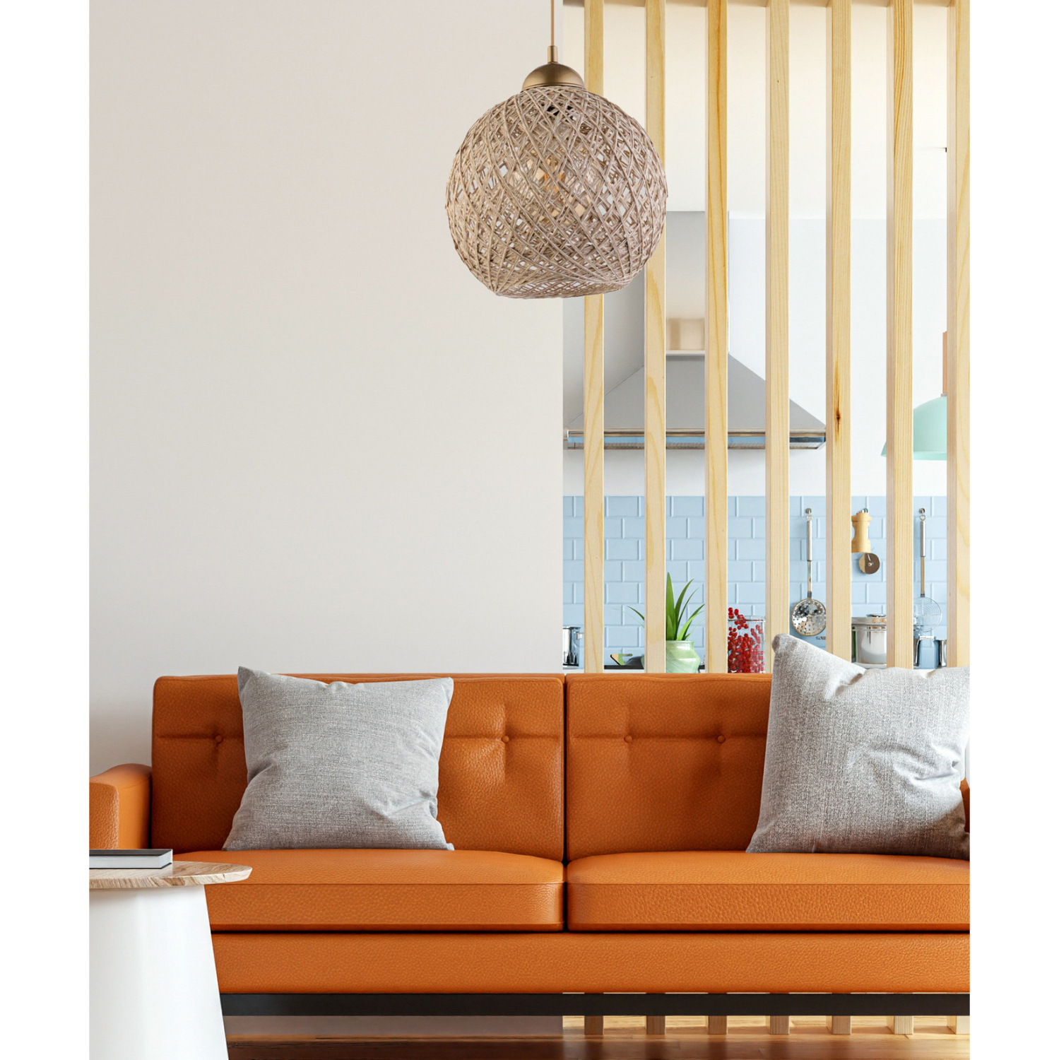 ΦΩΤΙΣΤΙΚΟ ΟΡΟΦΗΣ ΕΣΩΤΕΡΙΚΟΥ ΧΩΡΟΥ ΚΡΕΜΑΣΤΟ FB97352.04 ΑΠΟ ΣΧΟΙΝΙ ΜΠΕΖ Φ22x55Υ εκ. - Image 2