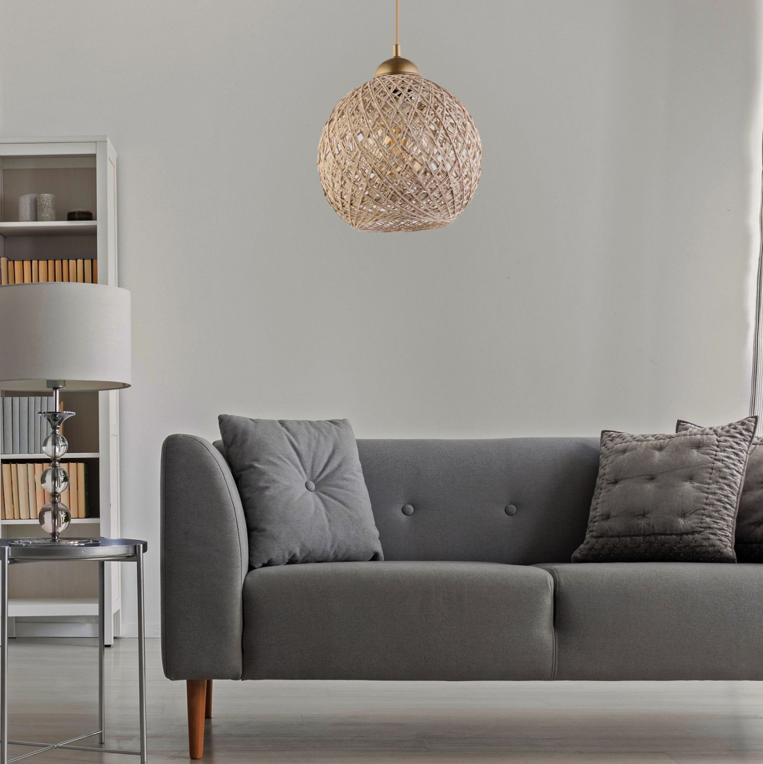 ΦΩΤΙΣΤΙΚΟ ΟΡΟΦΗΣ ΕΣΩΤΕΡΙΚΟΥ ΧΩΡΟΥ ΚΡΕΜΑΣΤΟ FB97352.04 ΑΠΟ ΣΧΟΙΝΙ ΜΠΕΖ Φ22x55Υ εκ. - Image 3