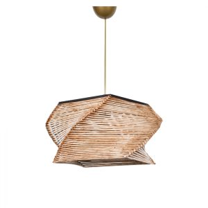 ΦΩΤΙΣΤΙΚΟ ΟΡΟΦΗΣ ΕΣΩΤΕΡΙΚΟΥ ΧΩΡΟΥ ΚΡΕΜΑΣΤΟ ΑΠΟ ΞΥΛΟ ΚΑΙ BAMBOO ΦΥΣΙΚΟ FB97357 36x36x65Υ εκ.