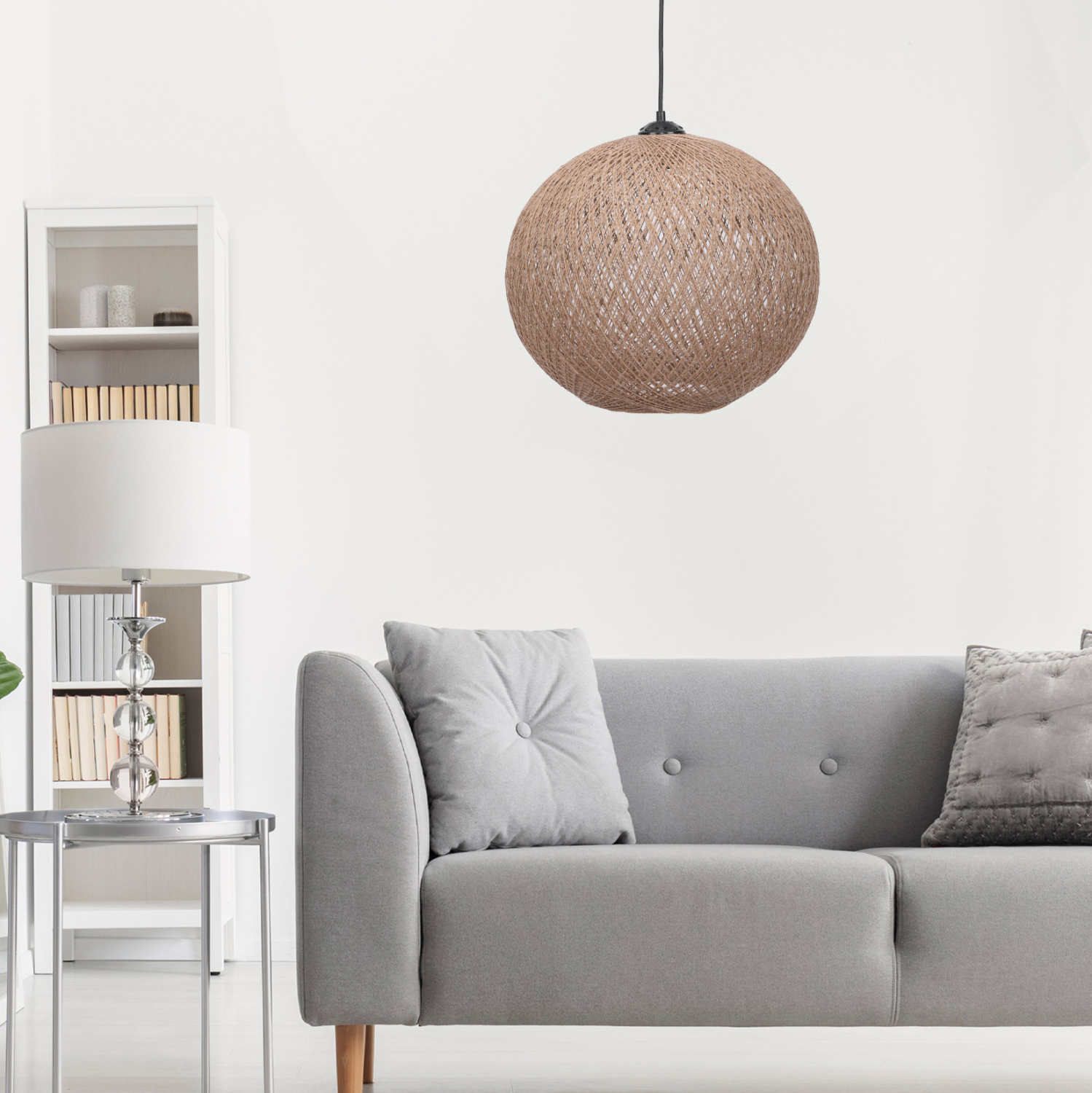 ΦΩΤΙΣΤΙΚΟ ΟΡΟΦΗΣ ΕΣΩΤΕΡΙΚΟΥ ΧΩΡΟΥ ΚΡΕΜΑΣΤΟ ΑΠΟ ΣΧΟΙΝΙ ΜΠΕΖ FB97383.01 Φ38x70Υ εκ. - Image 2