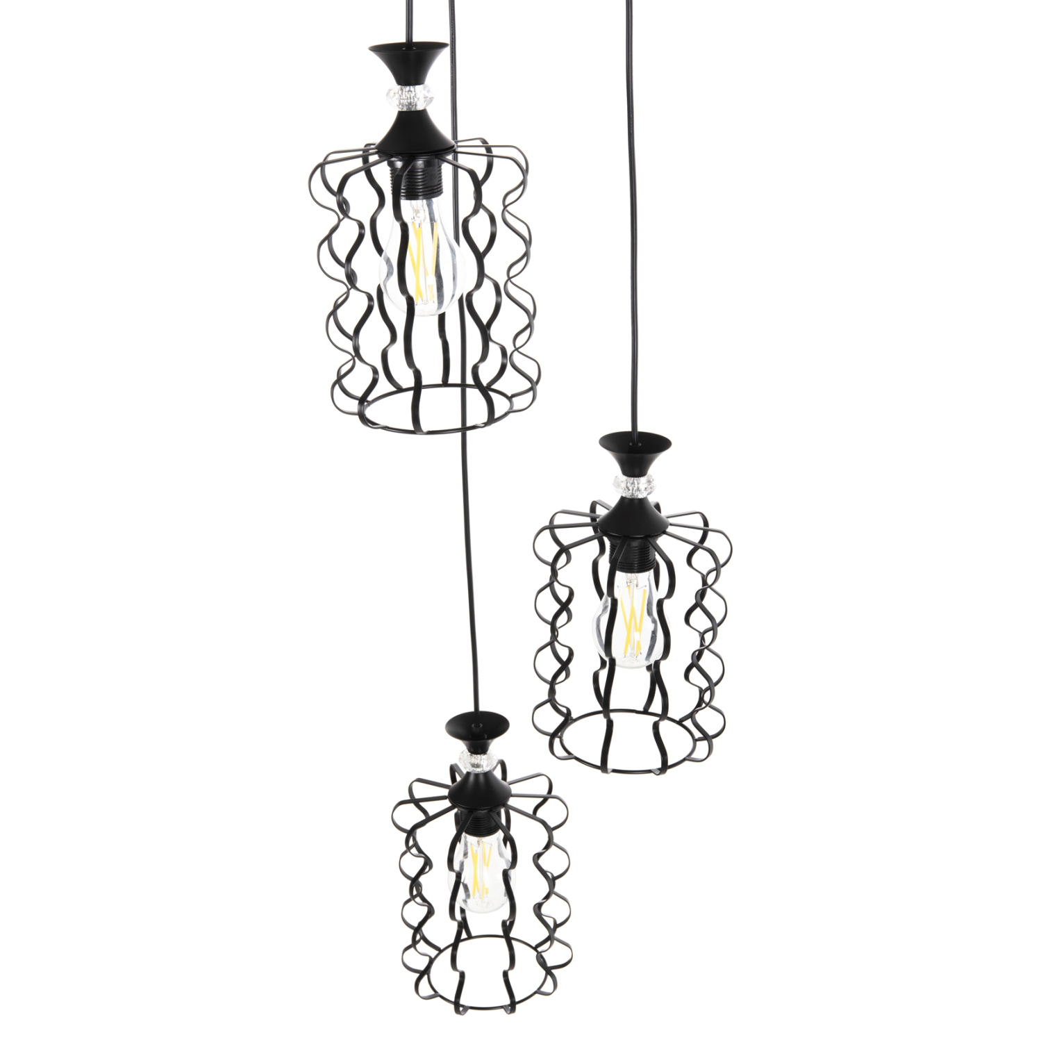 ΦΩΤΙΣΤΙΚΟ ΟΡΟΦΗΣ ΚΡΕΜΑΣΤΟ FB94089 3-ΦΩΤΟ ΜΑΥΡΑ ΜΕΤΑΛΛΙΚΑ ΚΑΠΕΛΑ Φ34x128Υεκ. - Image 4