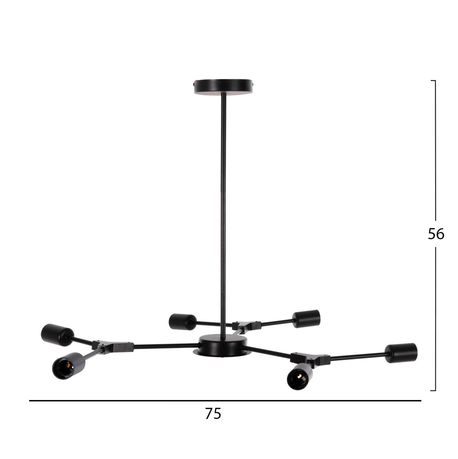 ΦΩΤΙΣΤΙΚΟ ΟΡΟΦΗΣ ΚΡΕΜΑΣΤΟ FB94125 6-ΦΩΤΟ ΜΑΥΡΟ ΜΕΤΑΛΛΟ 75x75x75Υεκ - Image 2