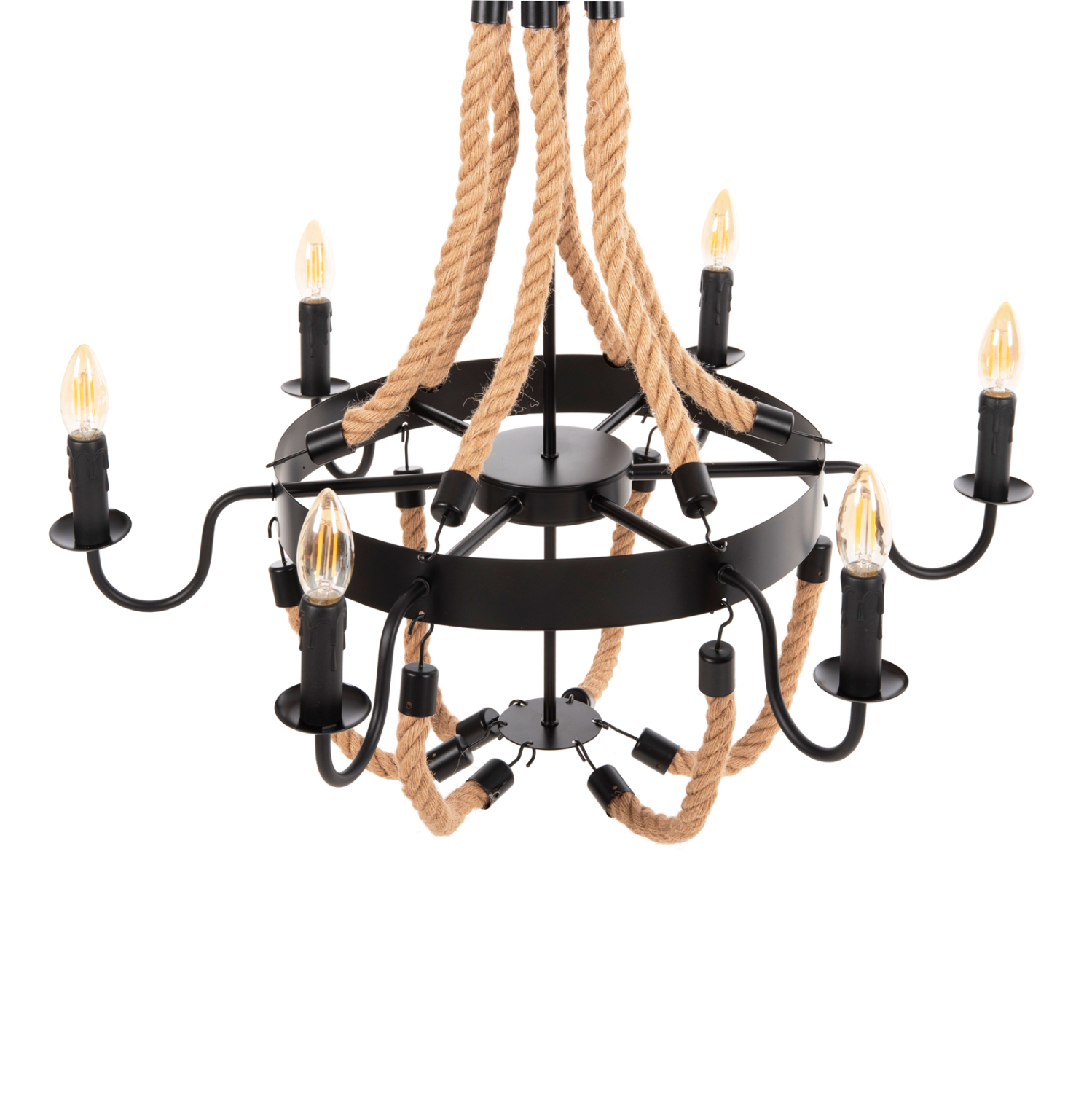 ΦΩΤΙΣΤΙΚΟ ΟΡΟΦΗΣ ΚΡΕΜΑΣΤΟ FB94177 6-ΦΩΤΟ ΣΧΟΙΝΙ ΚΑΙ ΜΑΥΡΟ ΜΕΤΑΛΛΟ 74x74x123Υεκ. - Image 3