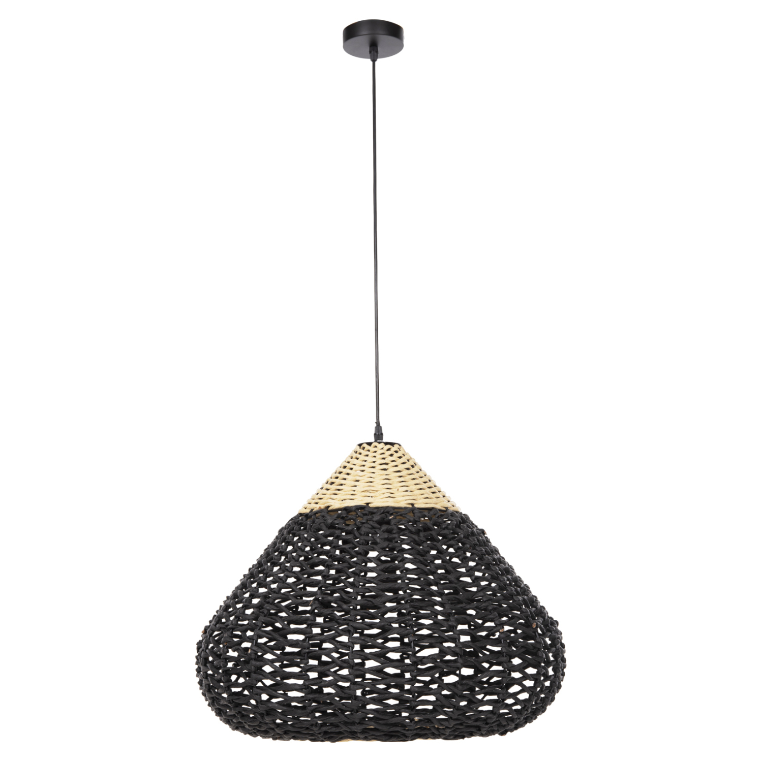 ΦΩΤΙΣΤΙΚΟ ΟΡΟΦΗΣ ΚΡΕΜΑΣΤΟ FB94346 ΑΠΟ PAPER ROPE ΜΠΕΖ ΚΑΙ ΜΑΥΡΟ Φ55