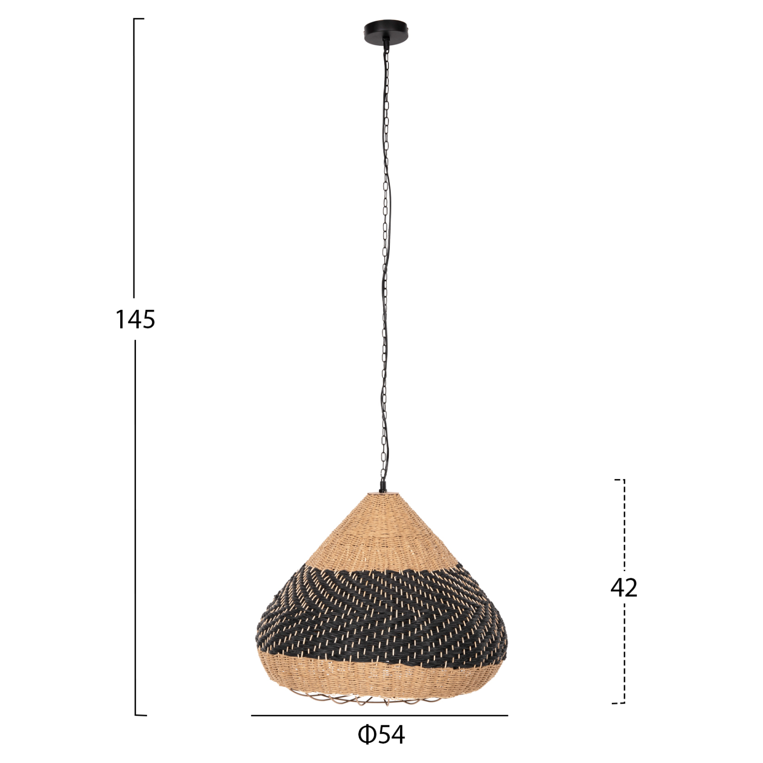 ΦΩΤΙΣΤΙΚΟ ΟΡΟΦΗΣ ΚΡΕΜΑΣΤΟ FB94354 ΦΥΣΙΚΟ RAΤΤΑΝ-PAPER ROPE-ΦΥΣΙΚΟ&ΜΑΥΡΟ Φ54x42-145Υεκ. - Image 2