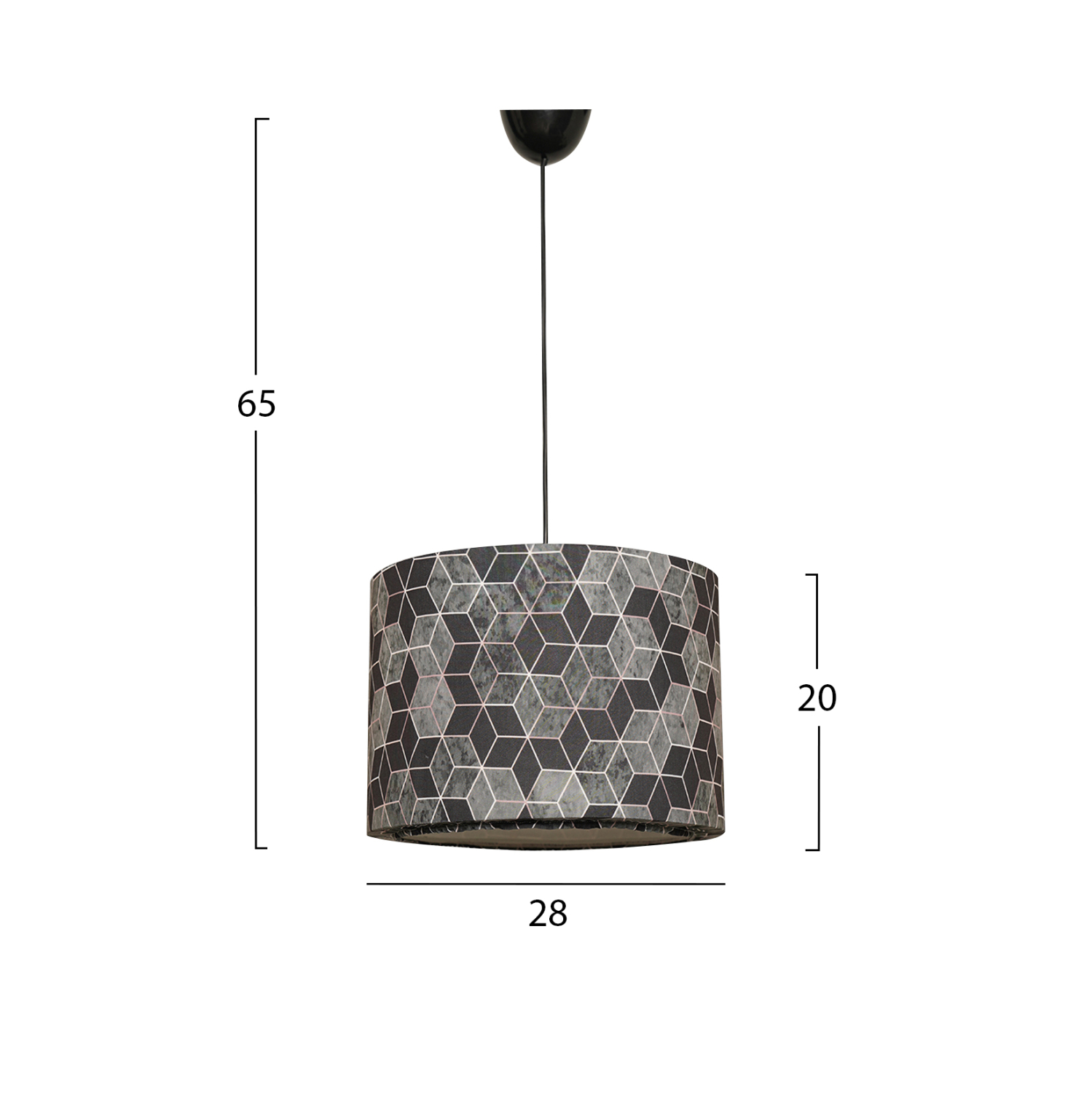 ΦΩΤΙΣΤΙΚΟ ΟΡΟΦΗΣ ΚΡΕΜΑΣΤΟ FB97369 ΜΕΤΑΛΛΟ ΚΑΙ ΥΦΑΣΜΑ ΜΑΥΡΟ ΓΚΡΙ 28x28x65Υ εκ. - Image 2