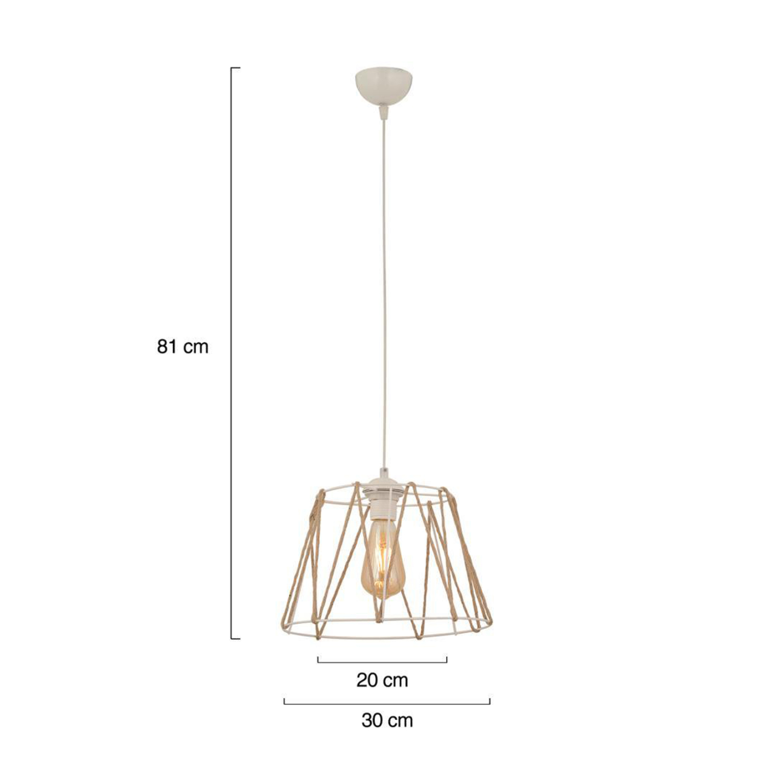 ΦΩΤΙΣΤΙΚΟ ΟΡΟΦΗΣ ΜΕΤΑΛΛΙΚΟ ΛΕΥΚΟ ΜΕ ΣΧΟΙΝΙ ΜΠΕΖ FB97566.03 Φ30x81Υ εκ. - Image 2